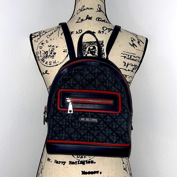 EUC Love ❤️ Moschino Denim & Blue Leather Backpack main image 9